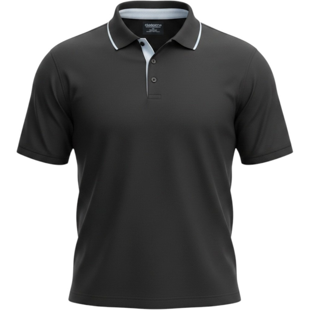 Claiborne Mens‎ XXL Black Moisture Wicking Polo short Sleeve light Gray Trim